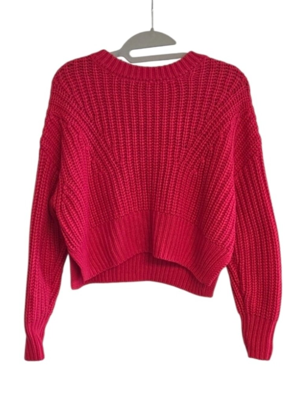 Jessica Simpson Pullover Chunky Knit Sweater Pink Crop Top Cropped Sz S Girlie